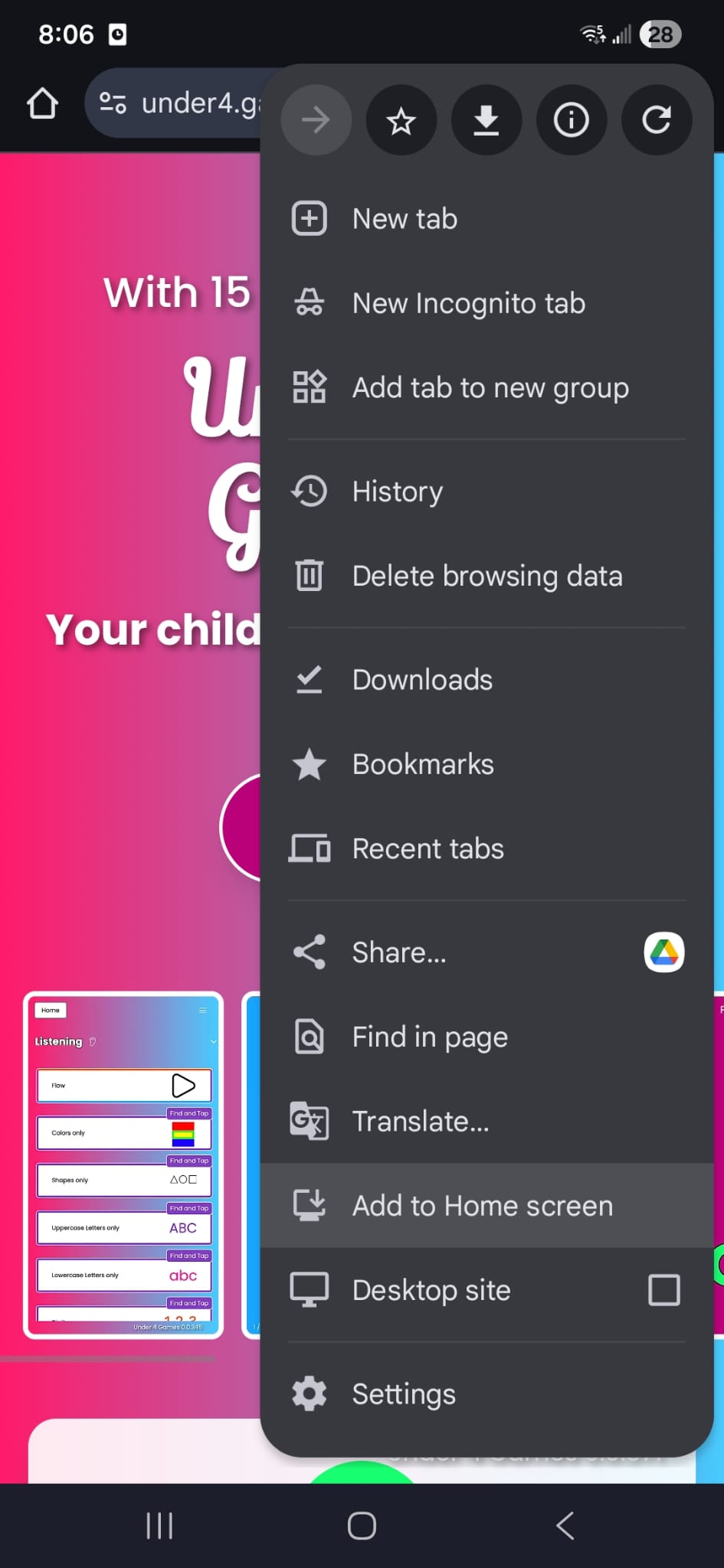 Add to Home Screen on Android
